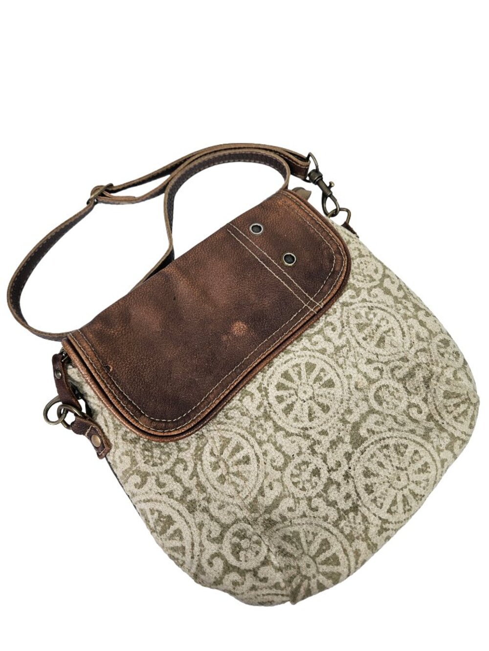 Myra Bag Canvas Leather Flap Top Crossbody Bag